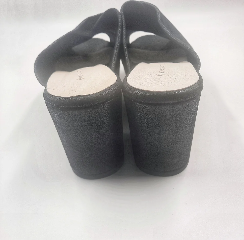 CHOCOLAT BLU CrissCross Platform Sandal Slide Black Shimmer NWOT Unworn 10 - Picture 10 of 14